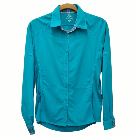 Kuhl Wunderer Button Down Shirt Turquoise Longsleeve Vented Hiking Outdoor Sz S - Picture 17 of 17